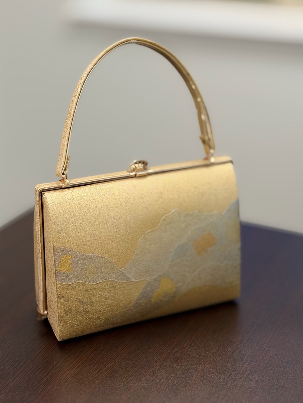 Vintage Silk Japanese Handbag Gold & Silver